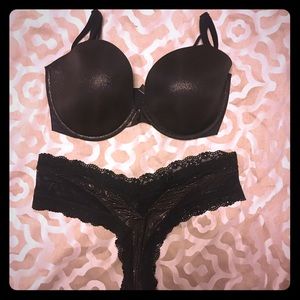 Black underwire bra and panty set